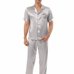 Allegra K Men's Satin Sleepwear Short Sleeves Button Down Top And Pants Lounge Pajama Sets 49 Allegra K Men's Satin Sleepwear Short Sleeves Button Down Top And Pants Lounge Pajama Sets