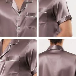 Allegra K Men's Satin Sleepwear Short Sleeves Button Down Top And Pants Lounge Pajama Sets 48 Allegra K Men's Satin Sleepwear Short Sleeves Button Down Top And Pants Lounge Pajama Sets