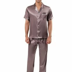Allegra K Men's Satin Sleepwear Short Sleeves Button Down Top And Pants Lounge Pajama Sets 44 Allegra K Men's Satin Sleepwear Short Sleeves Button Down Top And Pants Lounge Pajama Sets