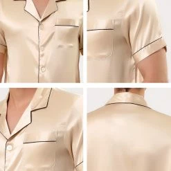 Allegra K Men's Satin Sleepwear Short Sleeves Button Down Top And Pants Lounge Pajama Sets 43 Allegra K Men's Satin Sleepwear Short Sleeves Button Down Top And Pants Lounge Pajama Sets