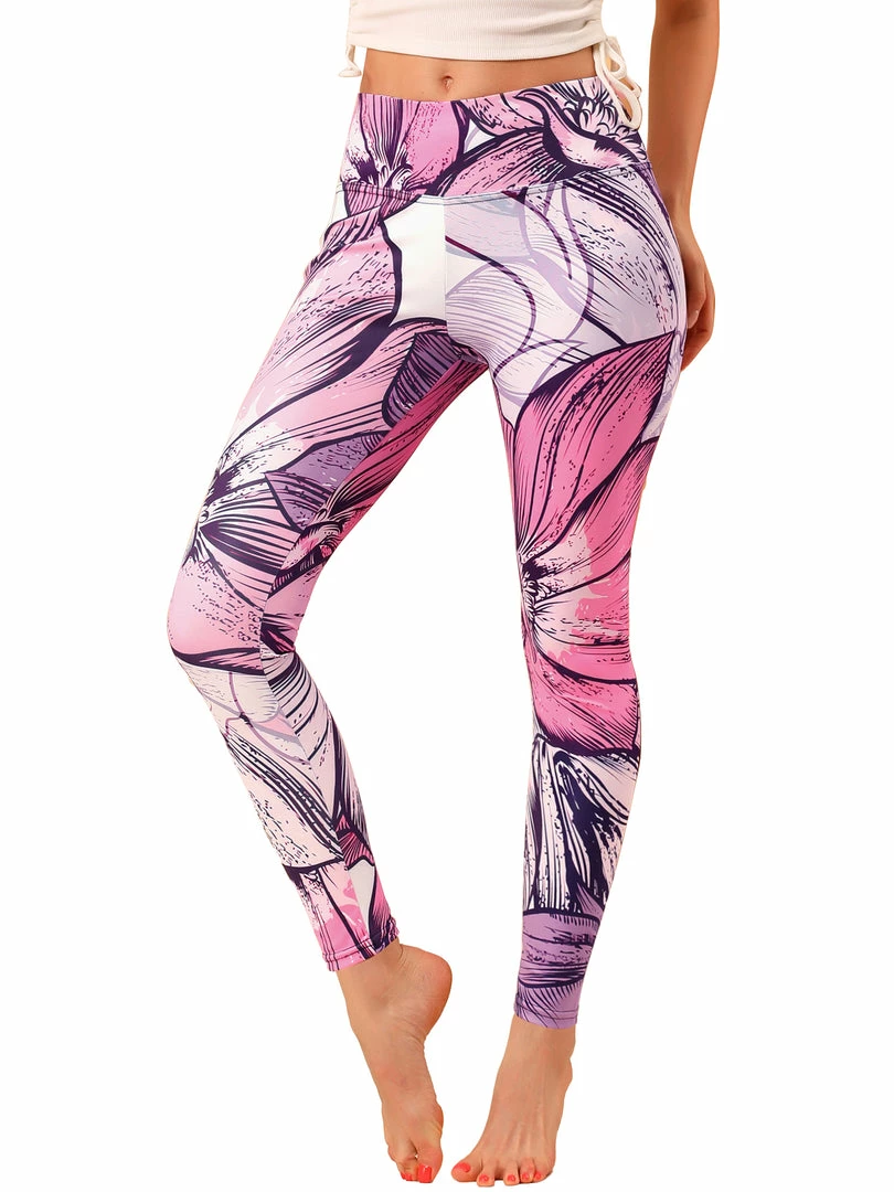 Allegra K Women's Floral Legging High Waist Yoga Pants Workout Leggings 4 Allegra K Women's Floral Legging High Waist Yoga Pants Workout Leggings