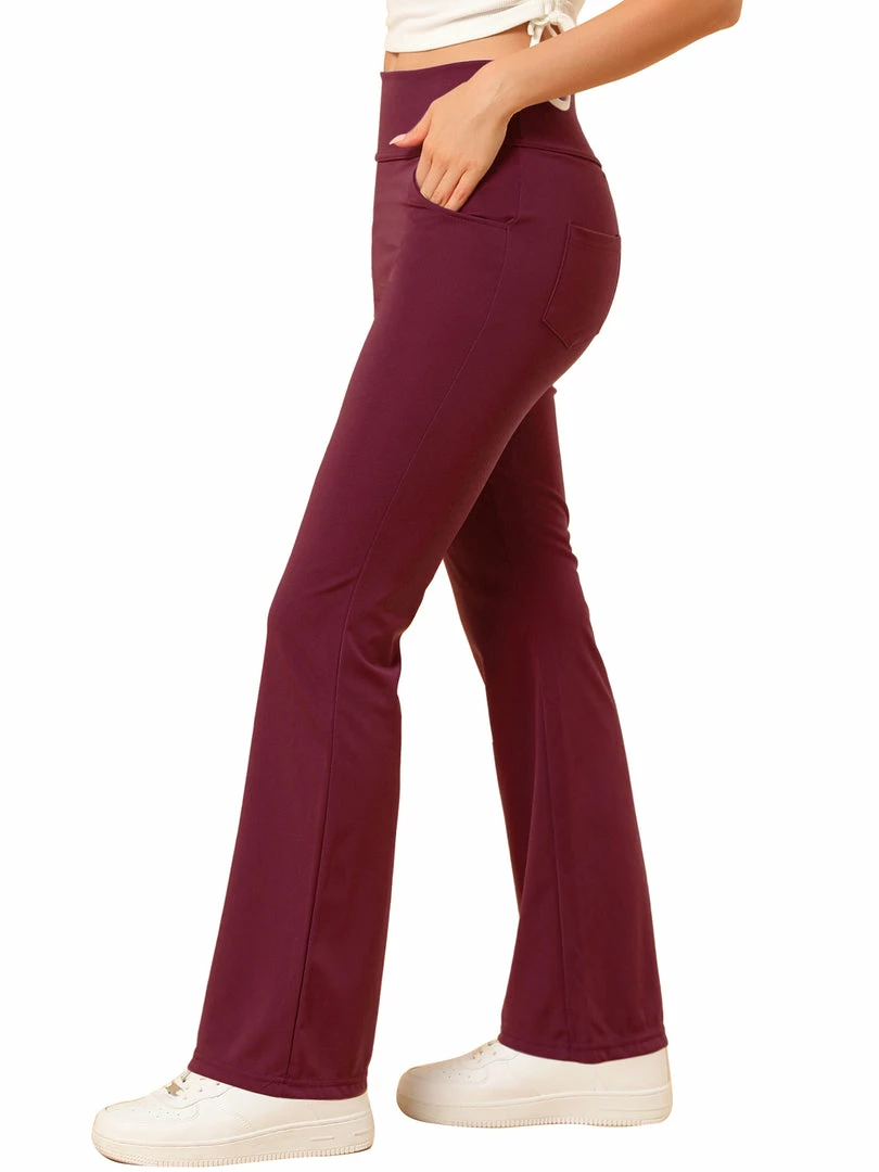 Allegra K Women's Bootcut Yoga Pants With 4 Pockets High Waisted Tummy Control Casual Workout Pants 4 Allegra K Women's Bootcut Yoga Pants With 4 Pockets High Waisted Tummy Control Casual Workout Pants