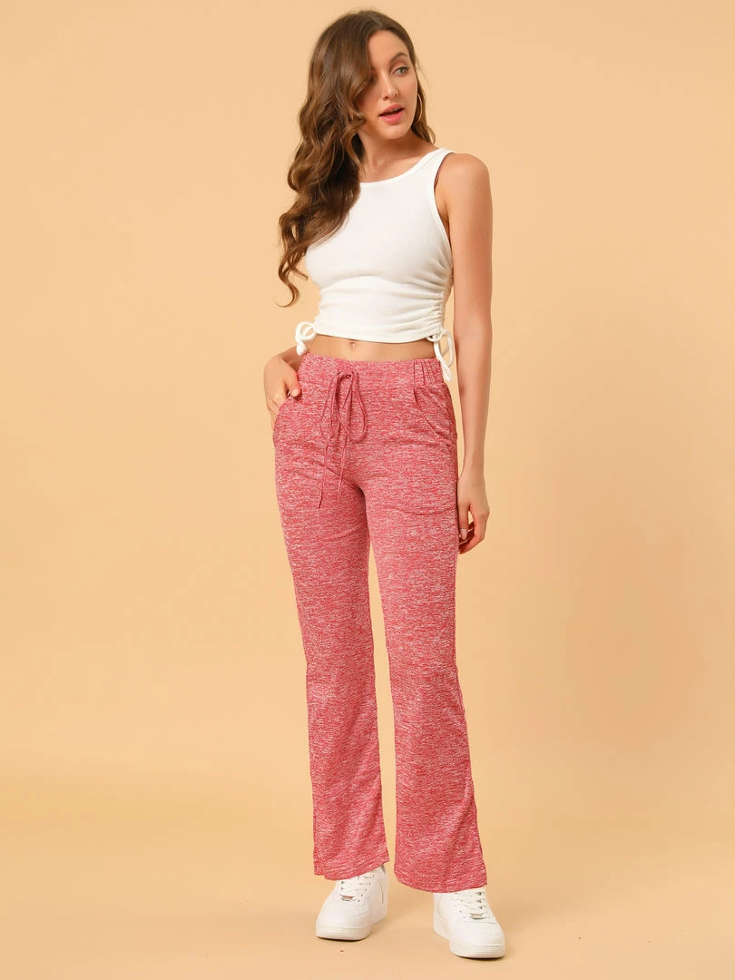 Allegra K Women's Yoga Lounge Pants Drawstring Elastic Waist Wide Leg Sweatpants With Pockets 18 Allegra K Women's Yoga Lounge Pants Drawstring Elastic Waist Wide Leg Sweatpants With Pockets