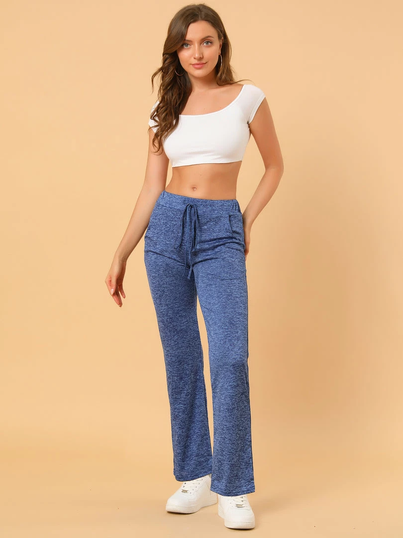 Allegra K Women's Yoga Lounge Pants Drawstring Elastic Waist Wide Leg Sweatpants With Pockets 12 Allegra K Women's Yoga Lounge Pants Drawstring Elastic Waist Wide Leg Sweatpants With Pockets