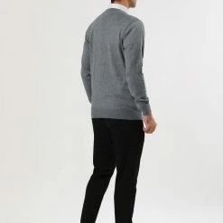 Allegra K Men's Casual Round Neck Long Sleeves Solid Color Knitted Pullover Sweater