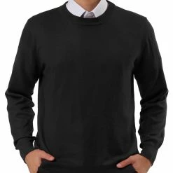 Allegra K Men's Casual Round Neck Long Sleeves Solid Color Knitted Pullover Sweater