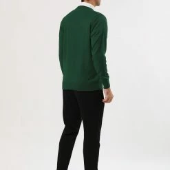 Allegra K Men's Casual Round Neck Long Sleeves Solid Color Knitted Pullover Sweater