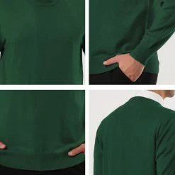 Allegra K Men's Casual Round Neck Long Sleeves Solid Color Knitted Pullover Sweater