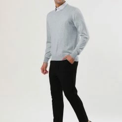 Allegra K Men's Casual Round Neck Long Sleeves Solid Color Knitted Pullover Sweater