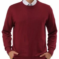 Allegra K Men's Casual Round Neck Long Sleeves Solid Color Knitted Pullover Sweater