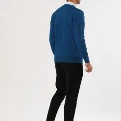 Allegra K Men's Classic Solid Color V Neck Knitted Long Sleeves Pullover Sweater