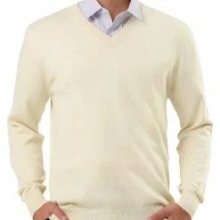 Allegra K Men's Classic Solid Color V Neck Knitted Long Sleeves Pullover Sweater