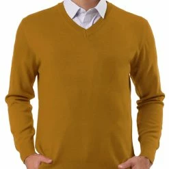 Allegra K Men's Classic Solid Color V Neck Knitted Long Sleeves Pullover Sweater