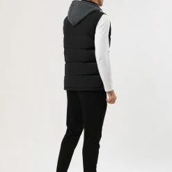 Allegra K Men's Winter Hooded Sleeveless Zipper Padded Vest Down Jacket 26 Allegra K Men's Winter Hooded Sleeveless Zipper Padded Vest Down Jacket