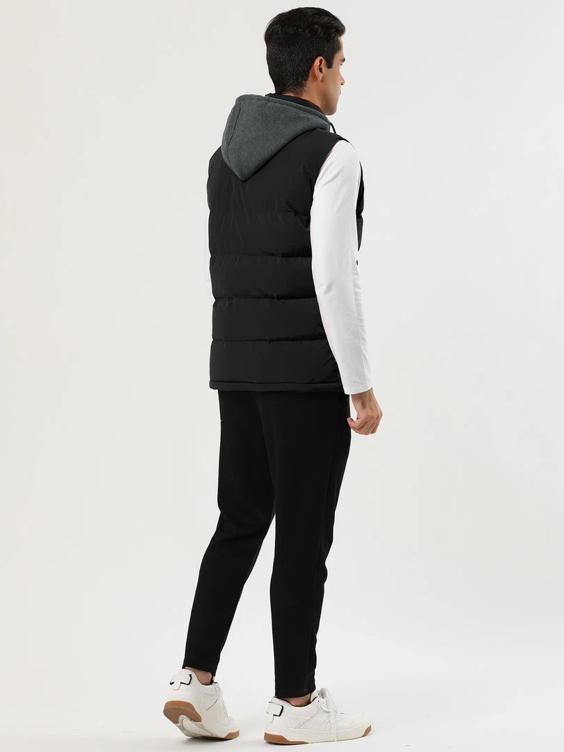 Allegra K Men's Winter Hooded Sleeveless Zipper Padded Vest Down Jacket 11 Allegra K Men's Winter Hooded Sleeveless Zipper Padded Vest Down Jacket