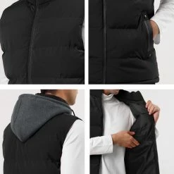 Allegra K Men's Winter Hooded Sleeveless Zipper Padded Vest Down Jacket 28 Allegra K Men's Winter Hooded Sleeveless Zipper Padded Vest Down Jacket