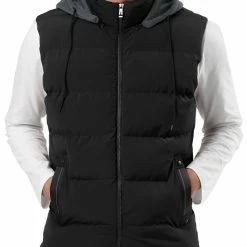 Allegra K Men's Winter Hooded Sleeveless Zipper Padded Vest Down Jacket 24 Allegra K Men's Winter Hooded Sleeveless Zipper Padded Vest Down Jacket