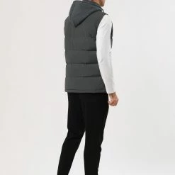 Allegra K Men's Winter Hooded Sleeveless Zipper Padded Vest Down Jacket 31 Allegra K Men's Winter Hooded Sleeveless Zipper Padded Vest Down Jacket