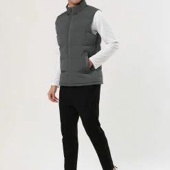 Allegra K Men's Winter Hooded Sleeveless Zipper Padded Vest Down Jacket 32 Allegra K Men's Winter Hooded Sleeveless Zipper Padded Vest Down Jacket