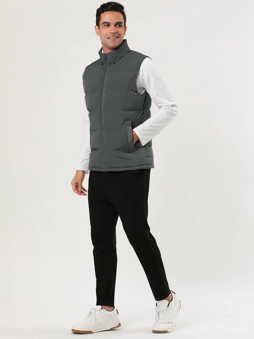 Allegra K Men's Winter Hooded Sleeveless Zipper Padded Vest Down Jacket 17 Allegra K Men's Winter Hooded Sleeveless Zipper Padded Vest Down Jacket