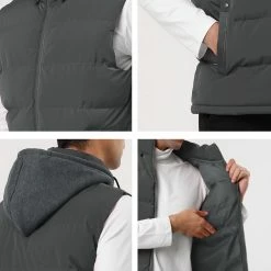 Allegra K Men's Winter Hooded Sleeveless Zipper Padded Vest Down Jacket 33 Allegra K Men's Winter Hooded Sleeveless Zipper Padded Vest Down Jacket