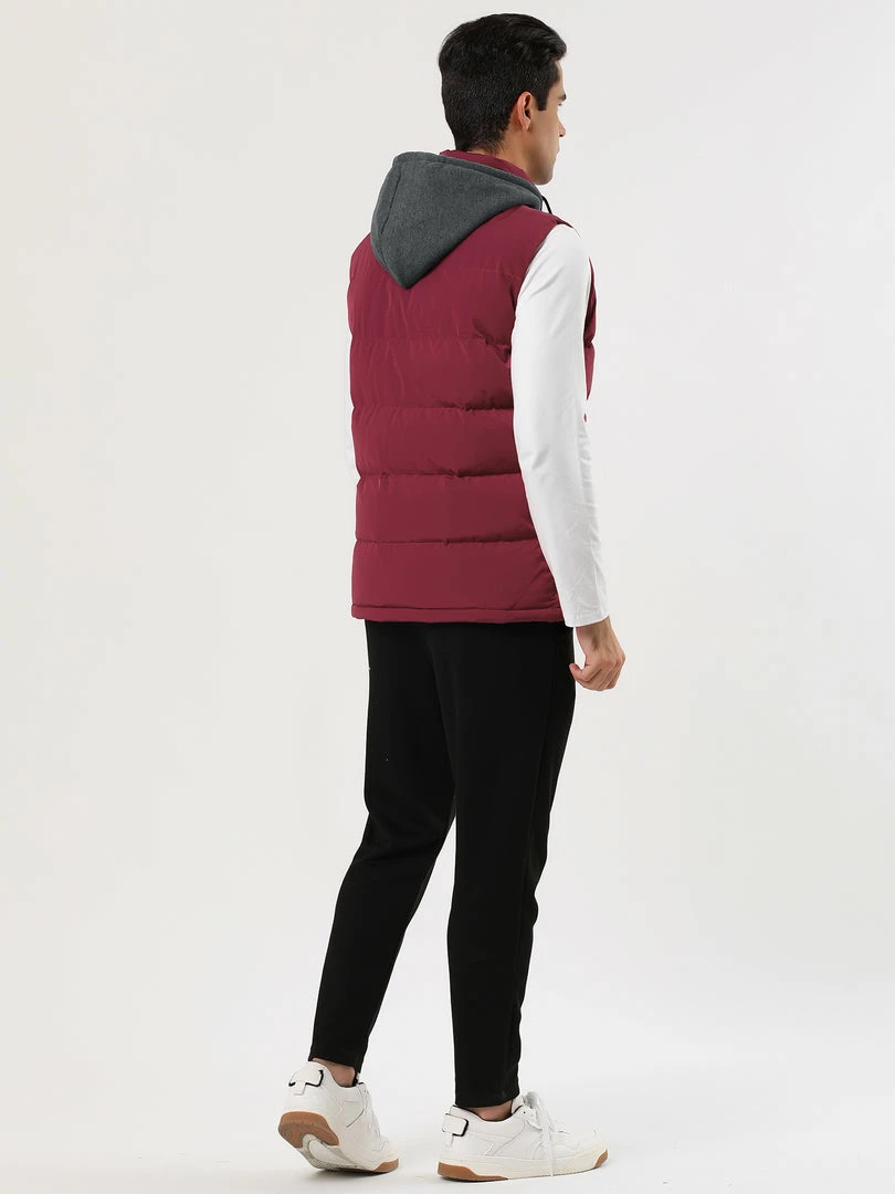 Allegra K Men's Winter Hooded Sleeveless Zipper Padded Vest Down Jacket 6 Allegra K Men's Winter Hooded Sleeveless Zipper Padded Vest Down Jacket