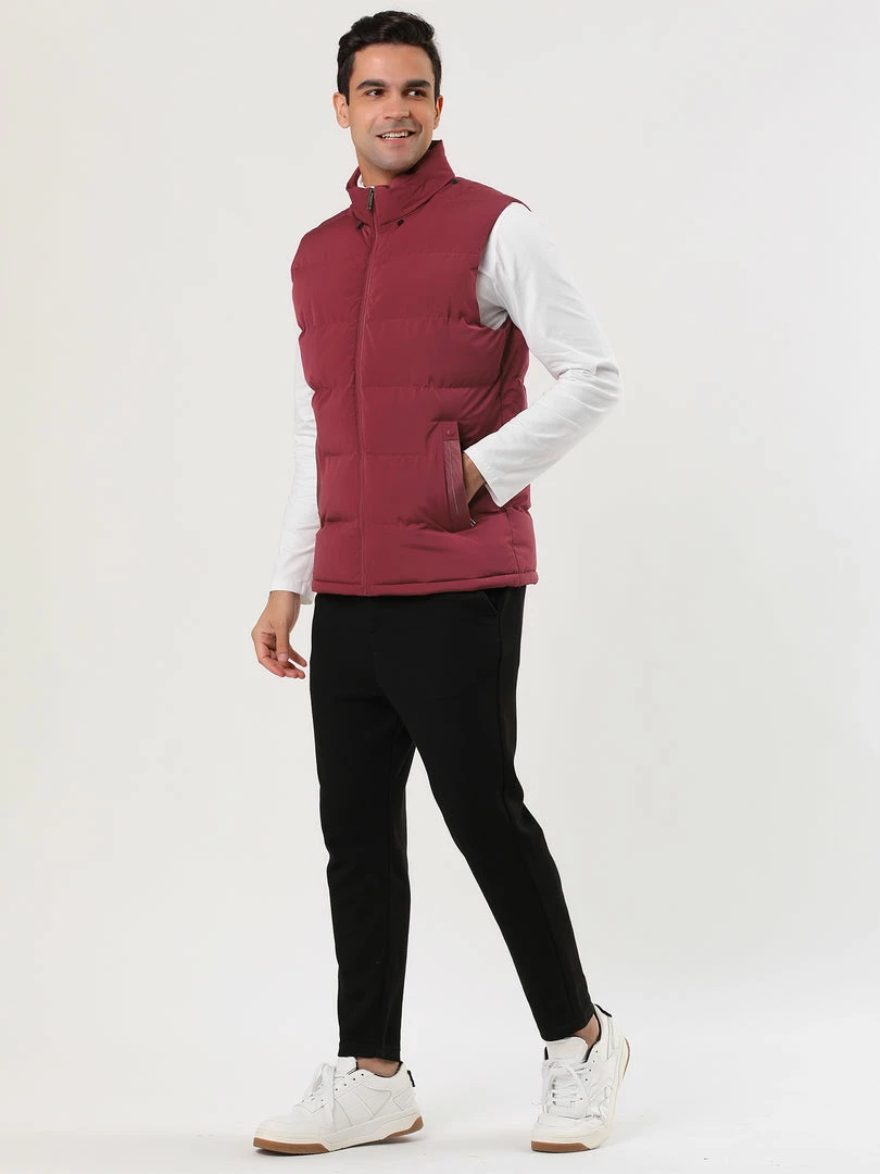 Allegra K Men's Winter Hooded Sleeveless Zipper Padded Vest Down Jacket 7 Allegra K Men's Winter Hooded Sleeveless Zipper Padded Vest Down Jacket