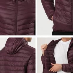 Allegra K Men's Winter Coats Lightweight Solid Color Full-Zip Hooded Puffer Down Jacket