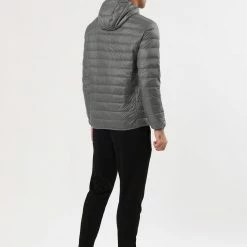 Allegra K Men's Winter Coats Lightweight Solid Color Full-Zip Hooded Puffer Down Jacket