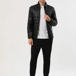 Allegra K Men's Winter Stand Collar Zip Up Long Sleeves Padded Coat Down Jacket