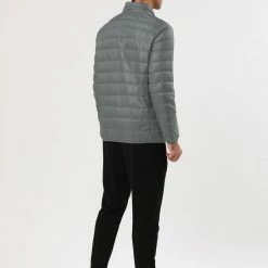 Allegra K Men's Winter Stand Collar Zip Up Long Sleeves Padded Coat Down Jacket