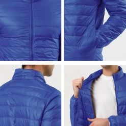 Allegra K Men's Winter Stand Collar Zip Up Long Sleeves Padded Coat Down Jacket