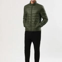 Allegra K Men's Winter Stand Collar Zip Up Long Sleeves Padded Coat Down Jacket