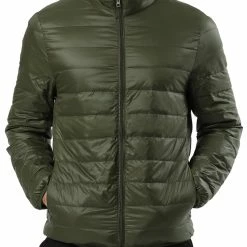 Allegra K Men's Winter Stand Collar Zip Up Long Sleeves Padded Coat Down Jacket