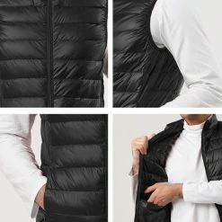 Allegra K Men's Winter Lightweight Packable Zip Up Sleeveless Padded Puffer Vest