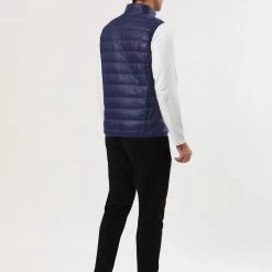 Allegra K Men's Winter Lightweight Packable Zip Up Sleeveless Padded Puffer Vest