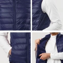 Allegra K Men's Winter Lightweight Packable Zip Up Sleeveless Padded Puffer Vest