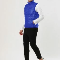 Allegra K Men's Winter Lightweight Packable Zip Up Sleeveless Padded Puffer Vest