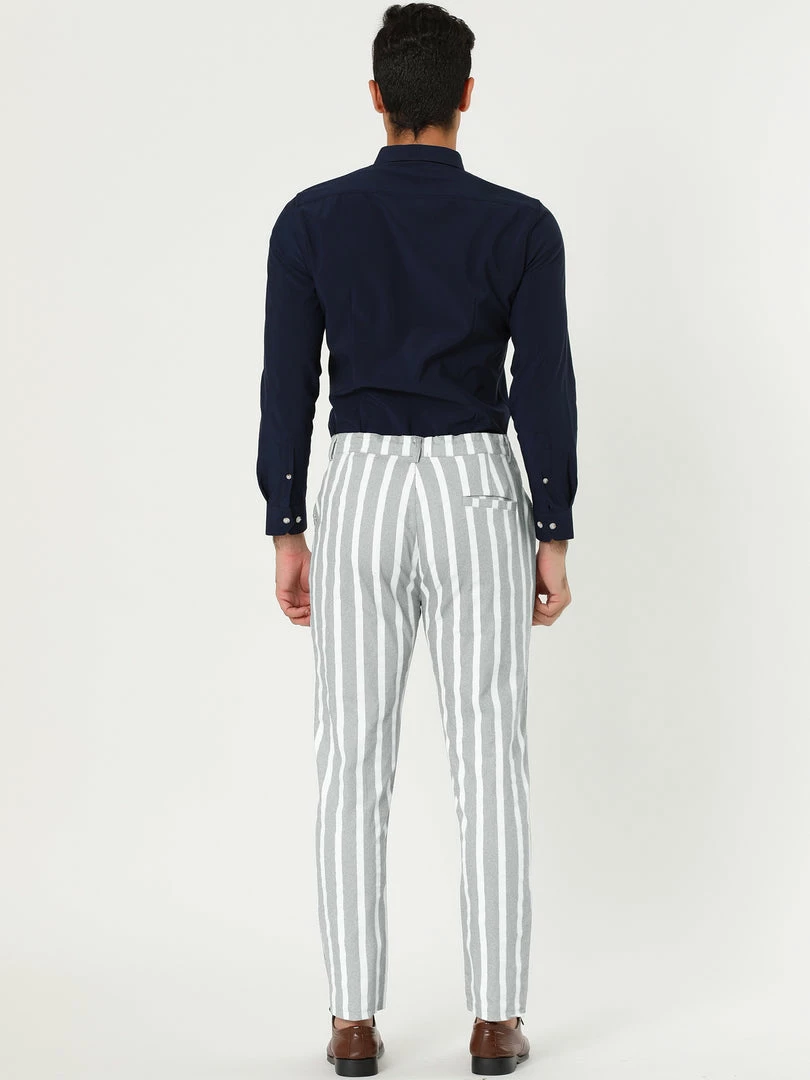 Allegra K Men's Casual Striped Dress Pants Slim Fit Flat Front Contrast Color Suit Trousers 26 Allegra K Men's Casual Striped Dress Pants Slim Fit Flat Front Contrast Color Suit Trousers