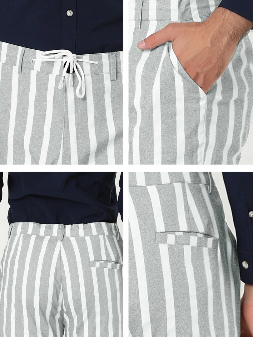 Allegra K Men's Casual Striped Dress Pants Slim Fit Flat Front Contrast Color Suit Trousers 27 Allegra K Men's Casual Striped Dress Pants Slim Fit Flat Front Contrast Color Suit Trousers