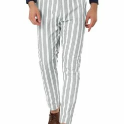 Allegra K Men's Casual Striped Dress Pants Slim Fit Flat Front Contrast Color Suit Trousers 46 Allegra K Men's Casual Striped Dress Pants Slim Fit Flat Front Contrast Color Suit Trousers
