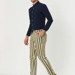 Allegra K Men's Casual Striped Dress Pants Slim Fit Flat Front Contrast Color Suit Trousers 43 Allegra K Men's Casual Striped Dress Pants Slim Fit Flat Front Contrast Color Suit Trousers