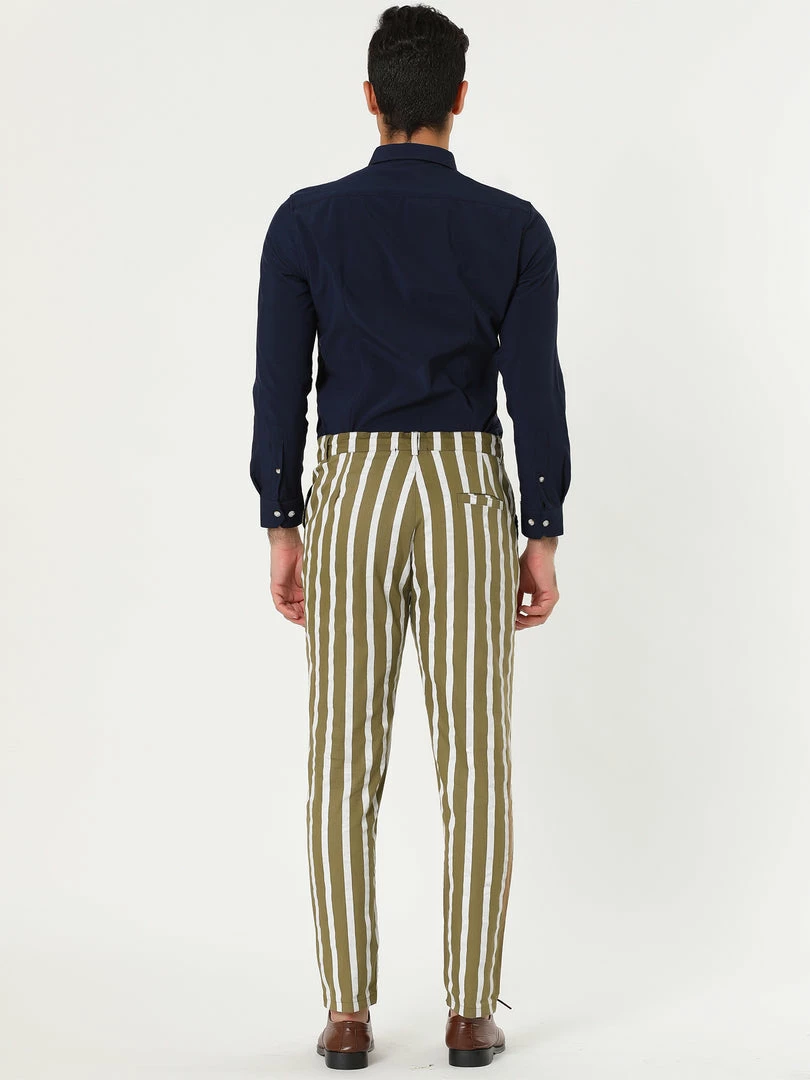 Allegra K Men's Casual Striped Dress Pants Slim Fit Flat Front Contrast Color Suit Trousers 20 Allegra K Men's Casual Striped Dress Pants Slim Fit Flat Front Contrast Color Suit Trousers