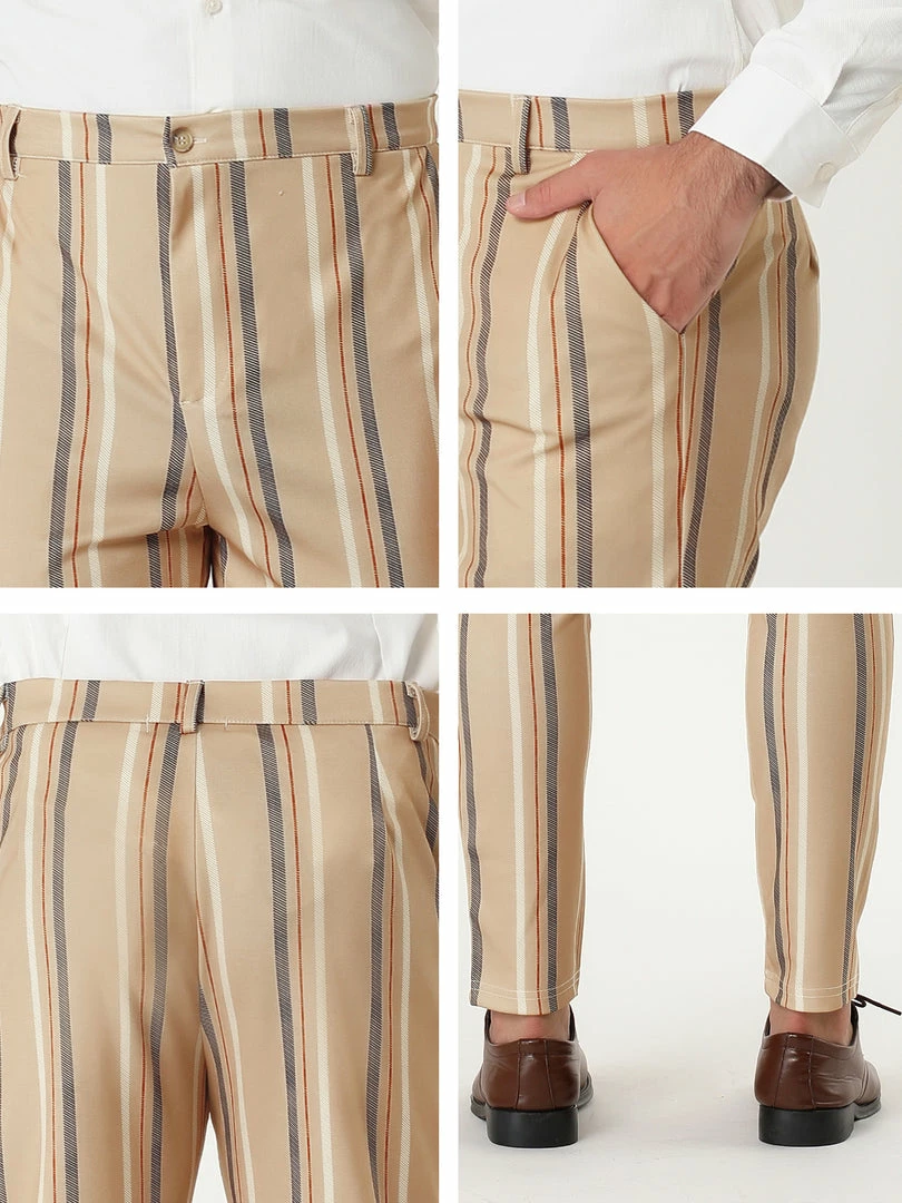 Allegra K Men's Casual Striped Dress Pants Slim Fit Flat Front Contrast Color Suit Trousers 15 Allegra K Men's Casual Striped Dress Pants Slim Fit Flat Front Contrast Color Suit Trousers