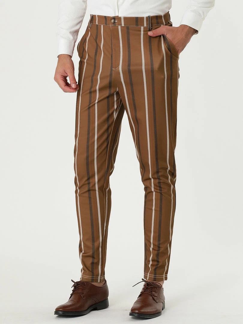 Allegra K Men's Casual Striped Dress Pants Slim Fit Flat Front Contrast Color Suit Trousers 5 Allegra K Men's Casual Striped Dress Pants Slim Fit Flat Front Contrast Color Suit Trousers