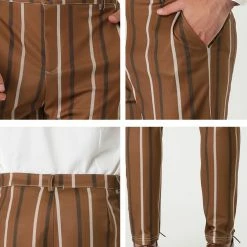 Allegra K Men's Casual Striped Dress Pants Slim Fit Flat Front Contrast Color Suit Trousers 33 Allegra K Men's Casual Striped Dress Pants Slim Fit Flat Front Contrast Color Suit Trousers