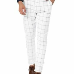 Allegra K Men's Dress Plaid Slim Fit Flat Front Business Pants With Pockets 58 Allegra K Men's Dress Plaid Slim Fit Flat Front Business Pants With Pockets