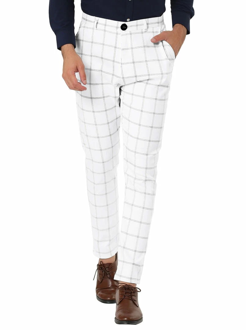 Allegra K Men's Dress Plaid Slim Fit Flat Front Business Pants With Pockets 10 Allegra K Men's Dress Plaid Slim Fit Flat Front Business Pants With Pockets