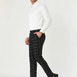Allegra K Men's Dress Plaid Slim Fit Flat Front Business Pants With Pockets 97 Allegra K Men's Dress Plaid Slim Fit Flat Front Business Pants With Pockets