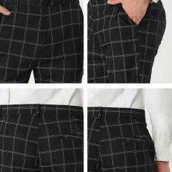 Allegra K Men's Dress Plaid Slim Fit Flat Front Business Pants With Pockets 99 Allegra K Men's Dress Plaid Slim Fit Flat Front Business Pants With Pockets